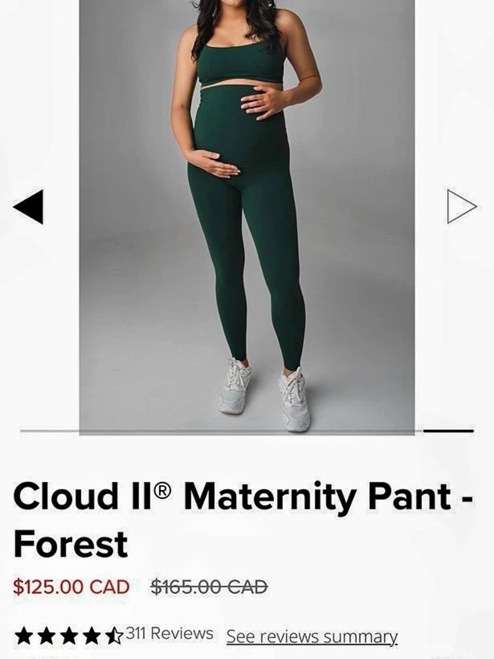 Vitality Cloud II Maternity Pant Maternity Leggings in Green Size Small Like New
